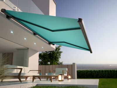 Awning and house terrace, 3D illustration
